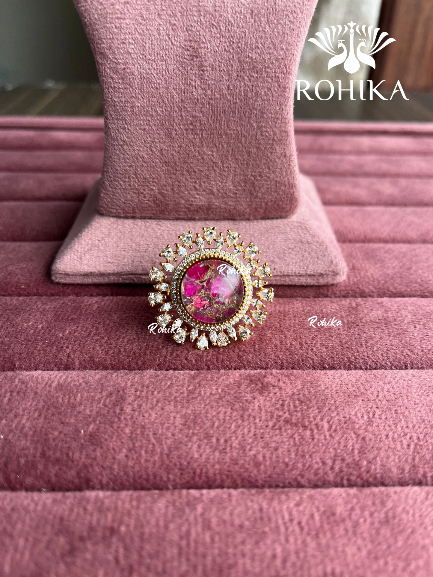 Angana polki kundan ring (SG-131) - Pink