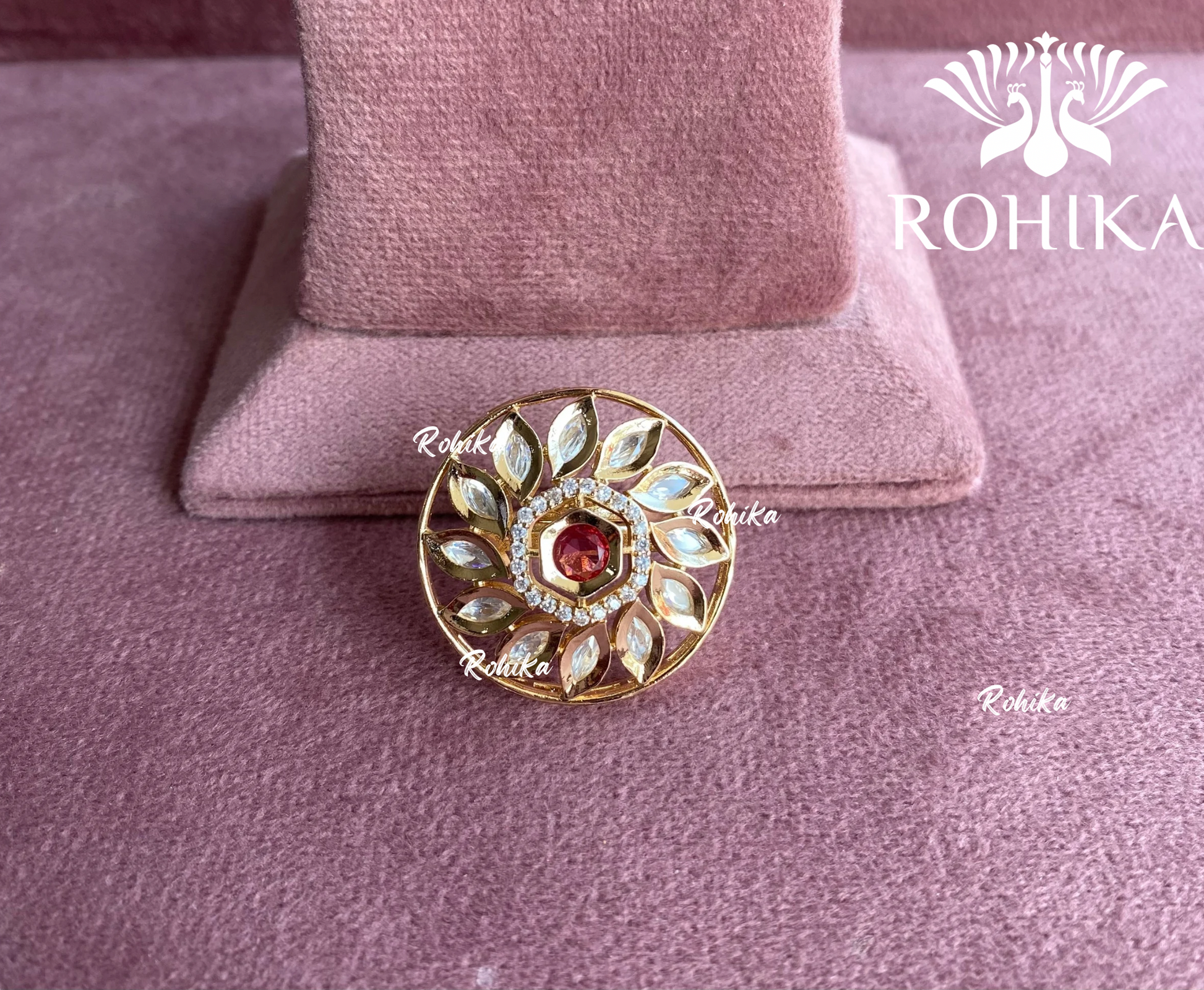 Angana polki kundan ring  (SG-030) - Red