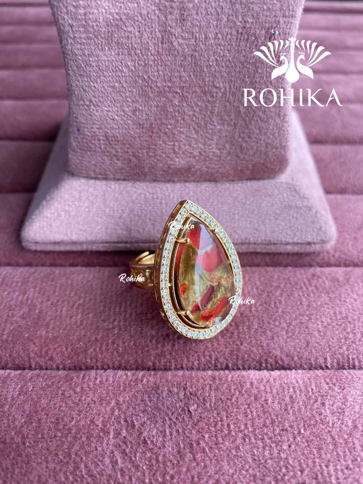 Angana polki kundan ring (SG-123) - Red