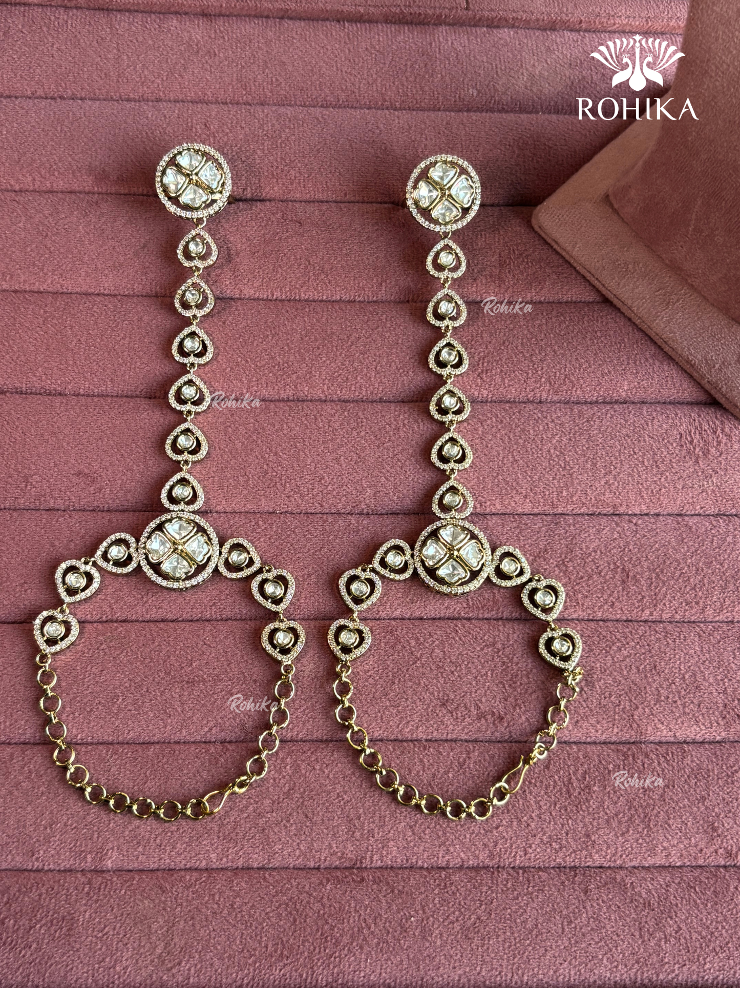 Polki kundan haathphool (HP018) - White