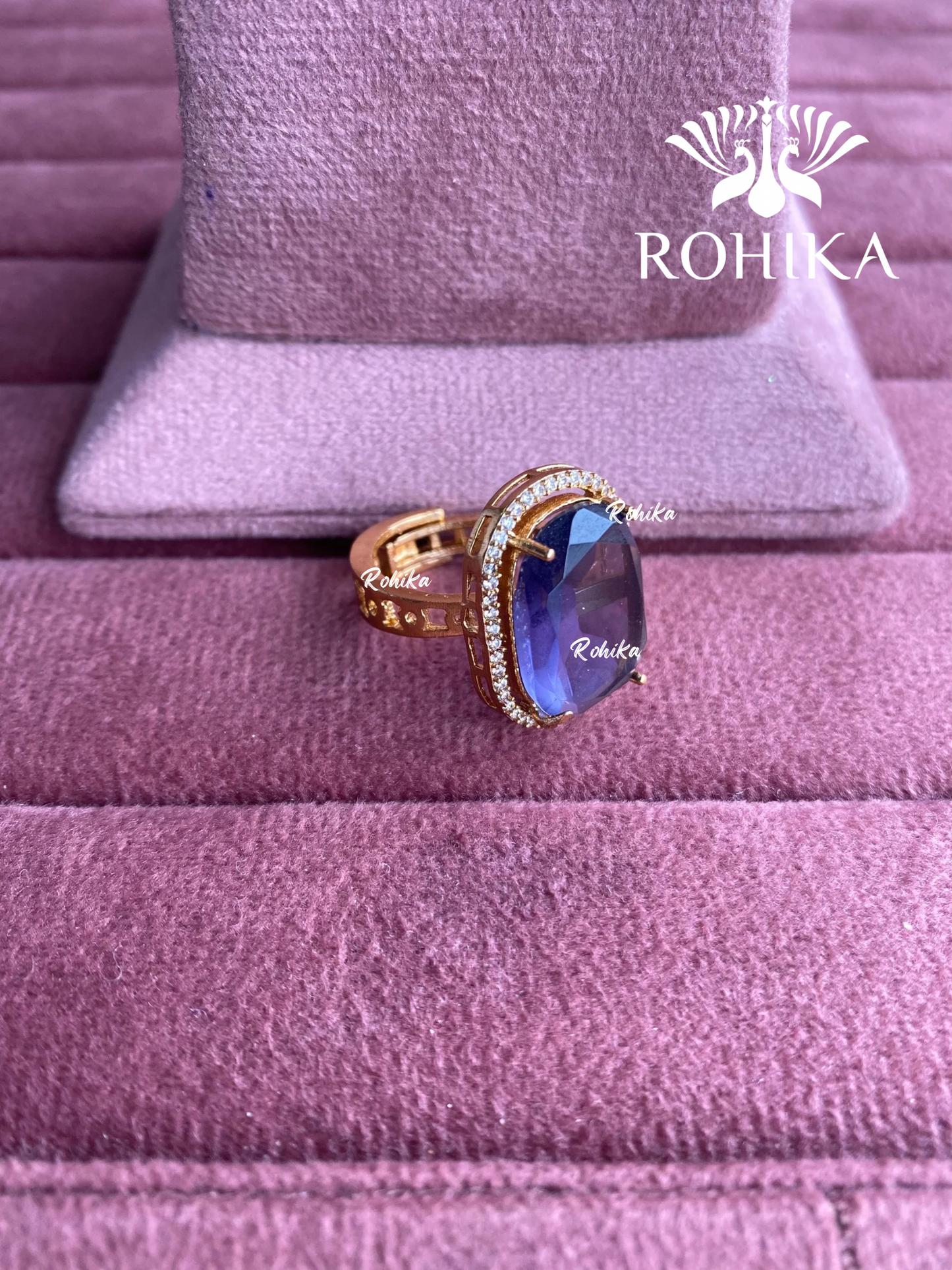 Angana polki kundan ring (SG-093) - Purple