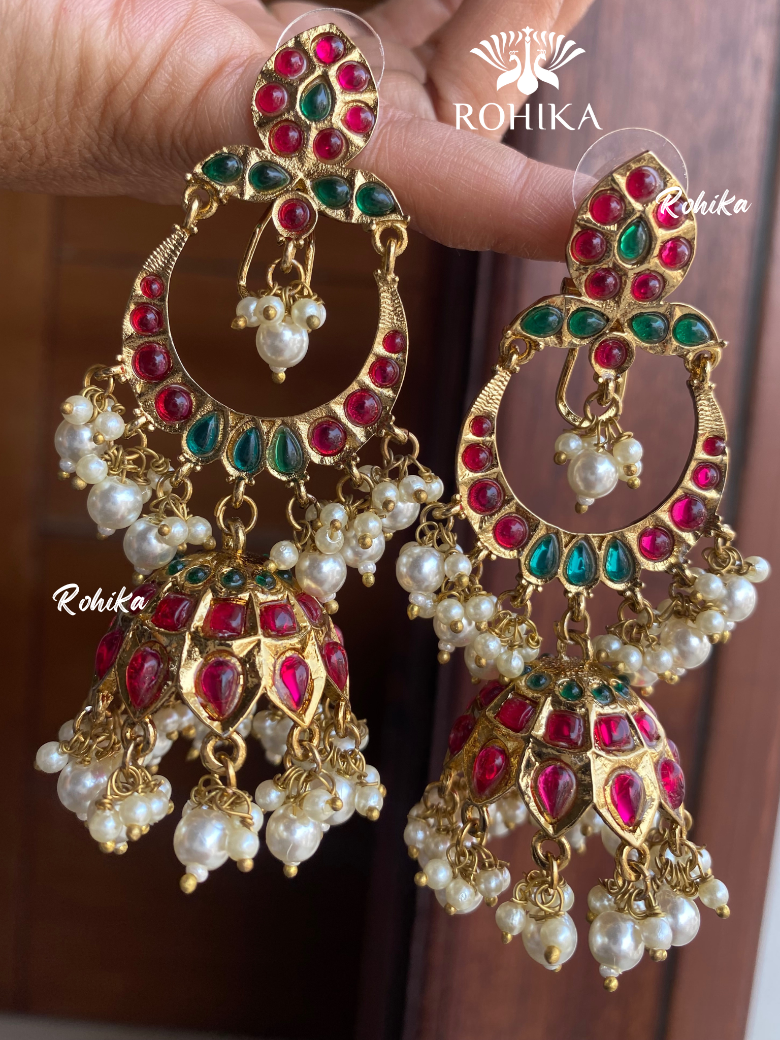 Anny beautiful earrings-Red and green 