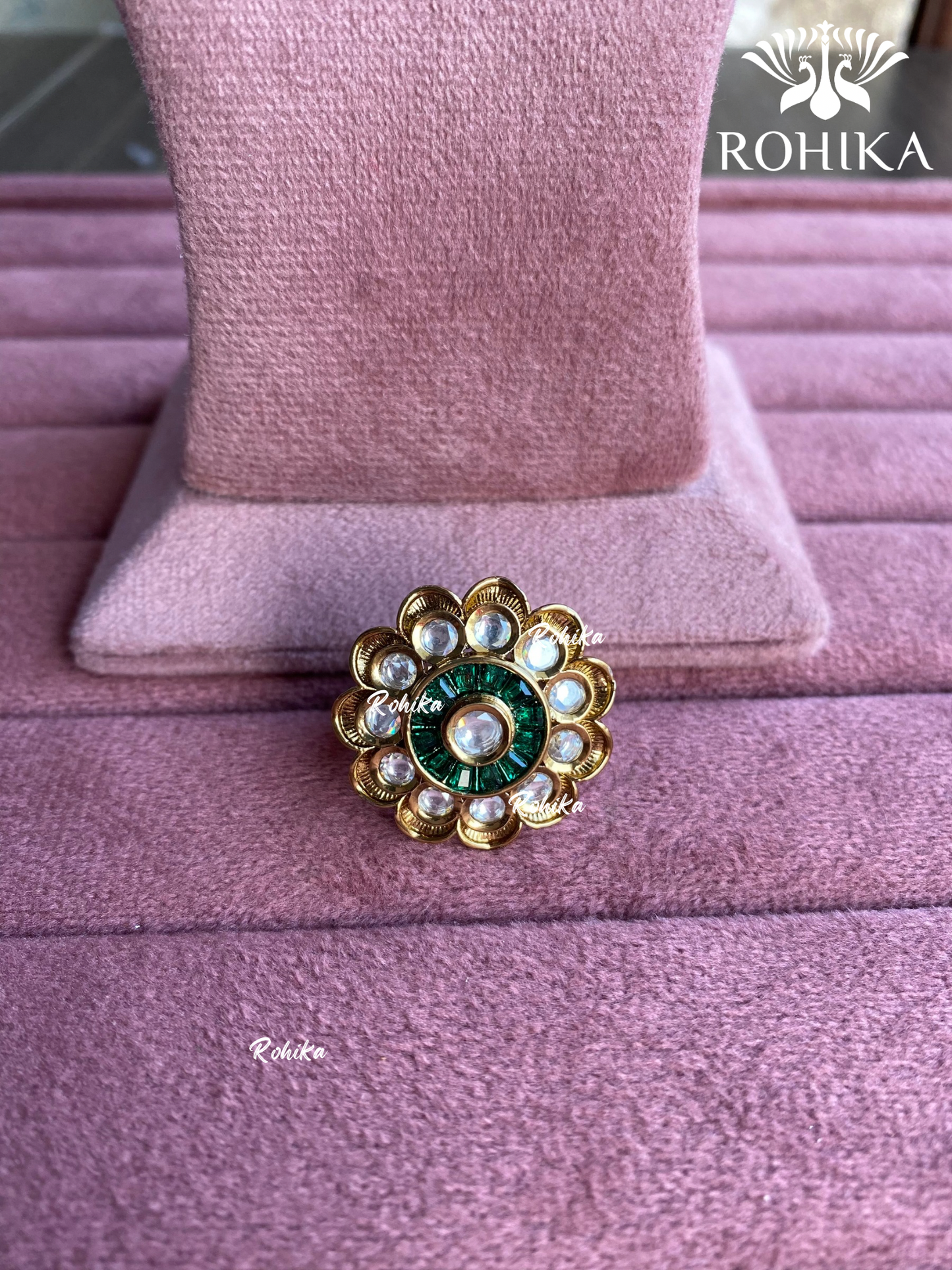 Angana polki kundan ring (SG-062) - Green