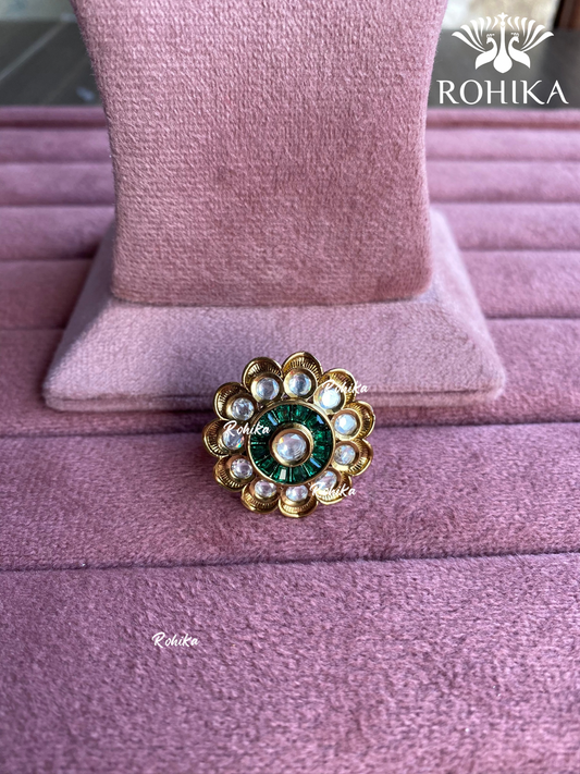 Angana polki kundan ring (SG-062) - Green