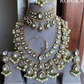 Jal bikaneri polki kundan bridal combo set - Dark Green