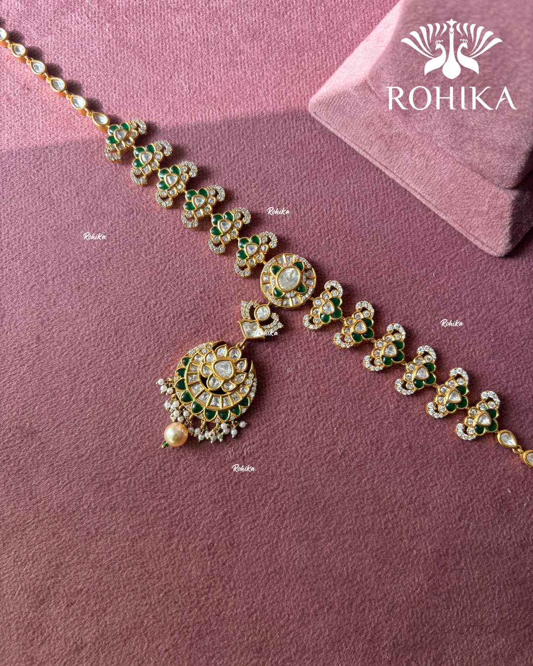 Kesha polki kundan sheeshphool (SP-045)-Green