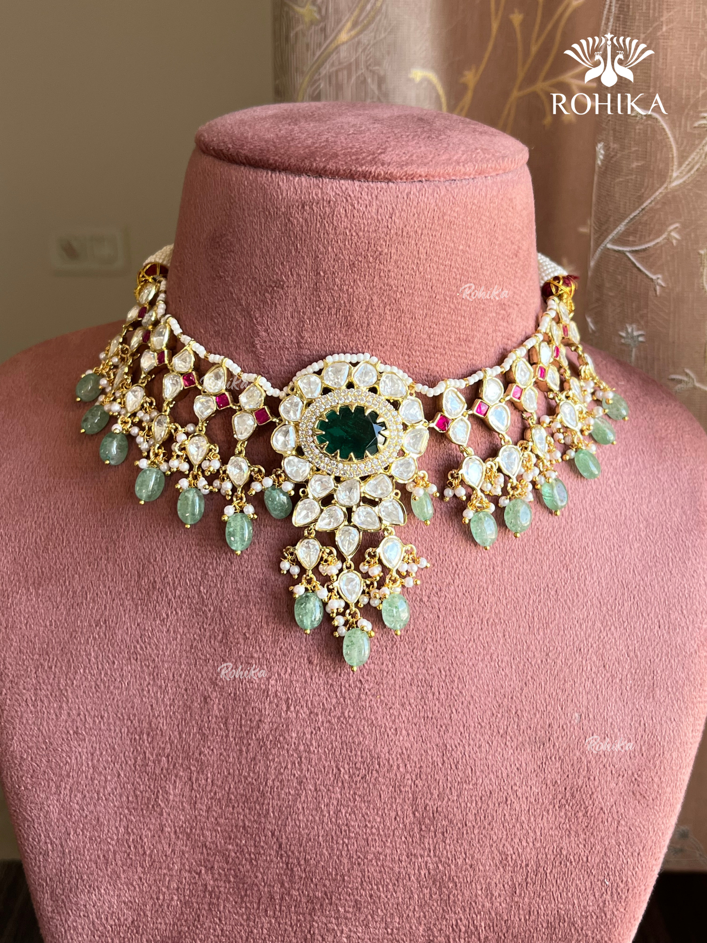 Devina moisanite necklace set - Dark Green