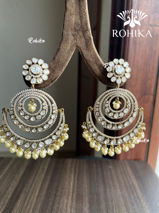 Shimona moisinite kundan earrings - White