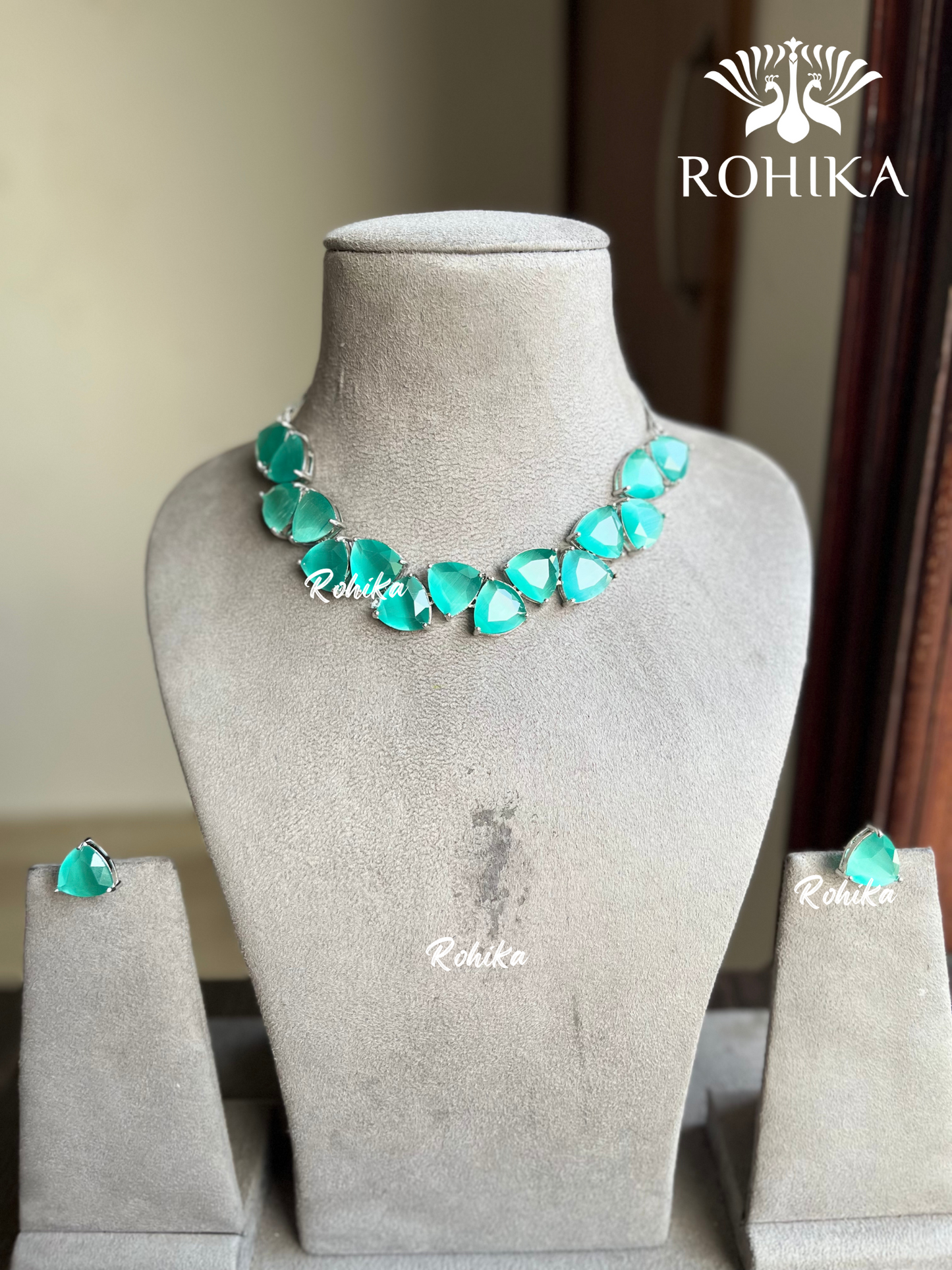 Soohi kundan choker set - Mint Green