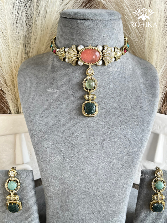 Saabya Inspired Fusion Choker Set (SS039) - Multi Colour