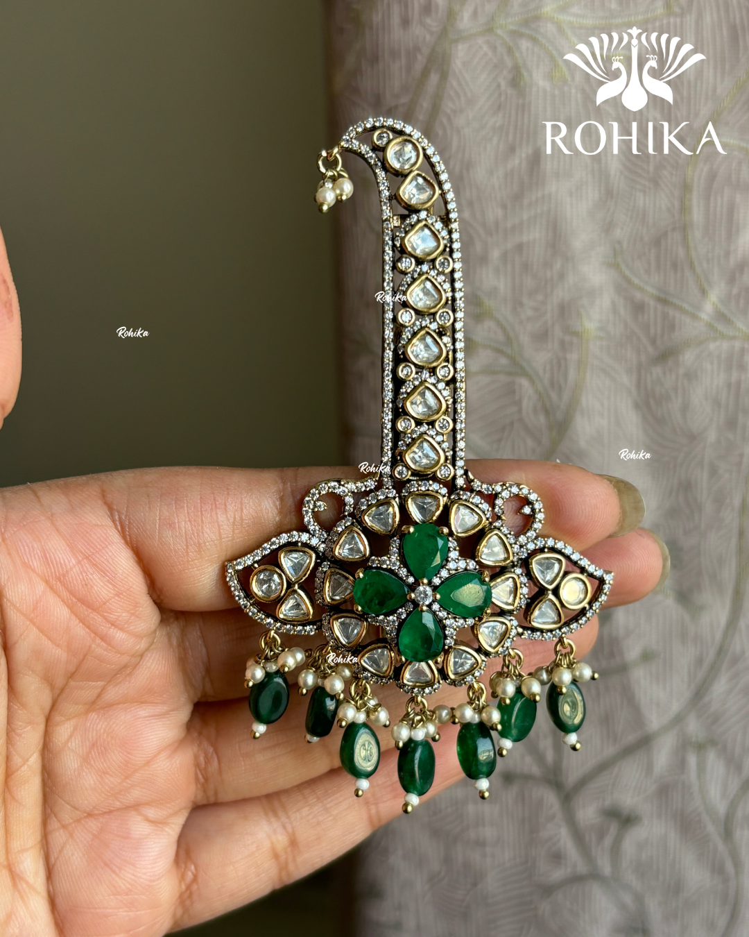 Moisanite kundan kalgi (NK-008) - Green