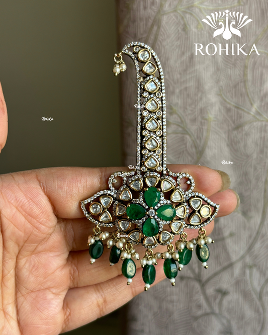 Moisanite kundan kalgi (NK-008) - Green