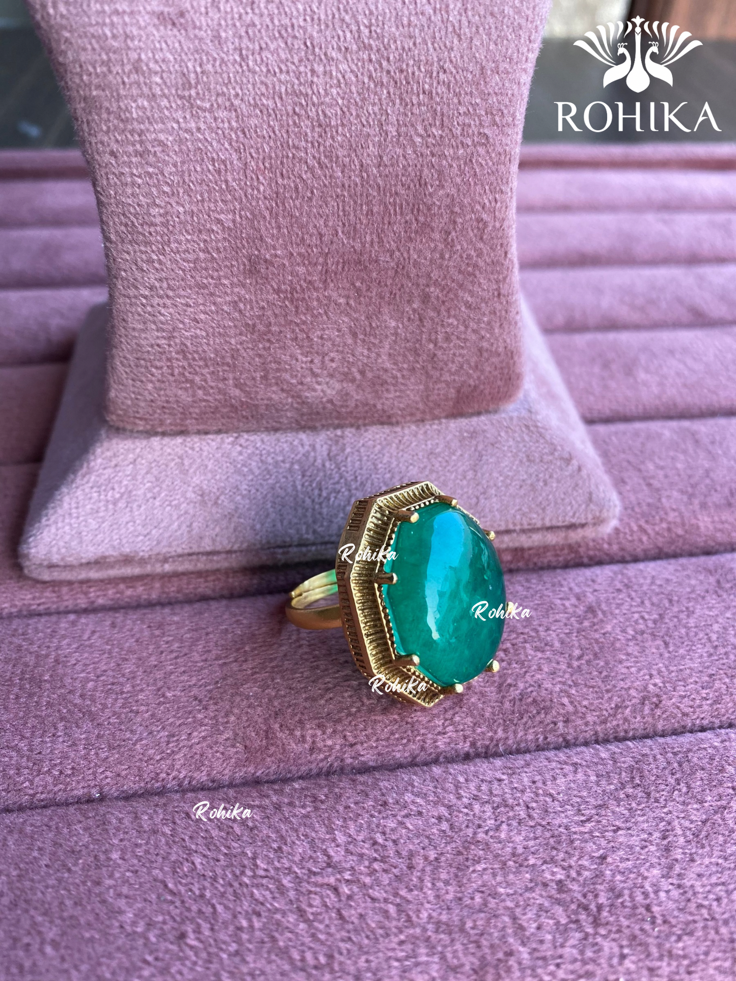 Angana polki kundan ring (SG-076) - Dark green