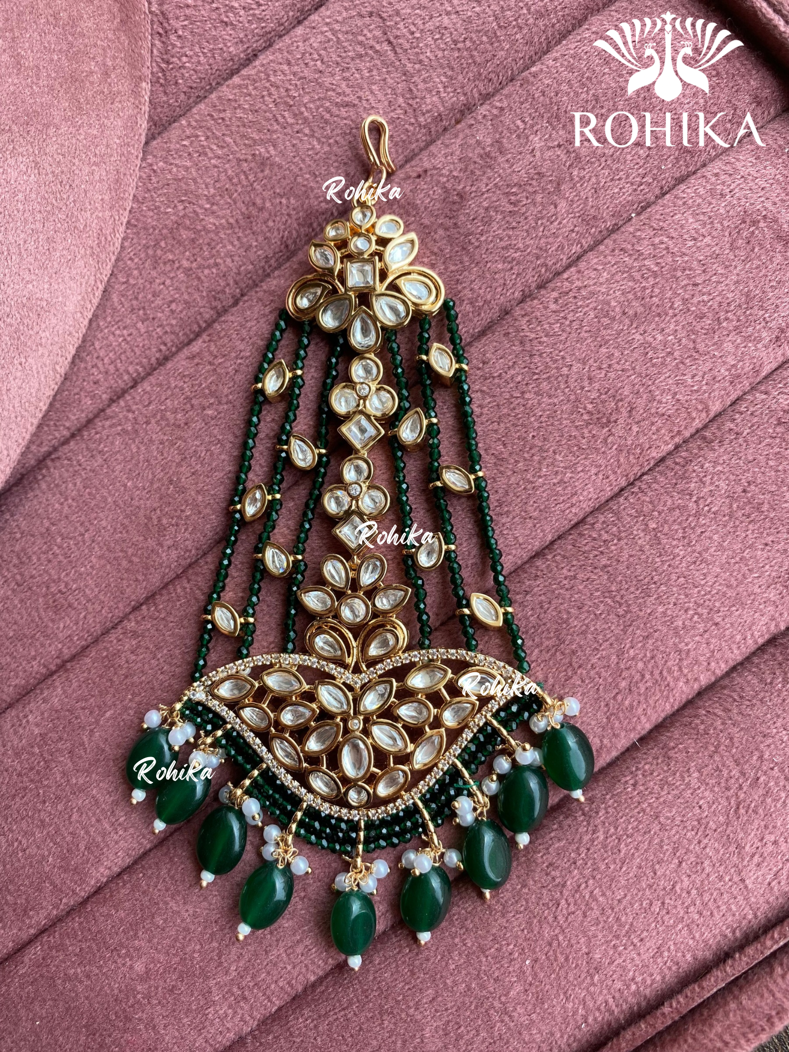 Bandini polki kundan passa/jhoomer (003) - Dark green