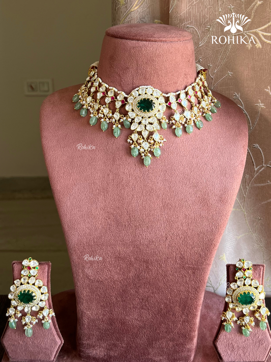 Devina moisanite necklace set - Dark Green