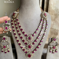 Ekatra moisanite long necklace set - Megenta pink