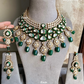 Paheli meenakari kundan bridal necklace set - Dark green