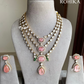 Isha designer necklace set - Pink