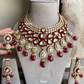 Paheli meenakari moisanite bridal necklace set - Red