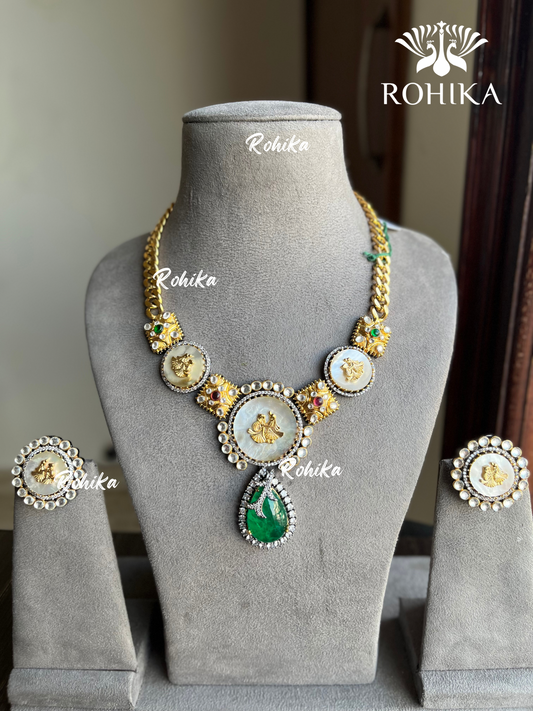 Saabya inspired fusion victorian necklace set (SS010)- Drk Green