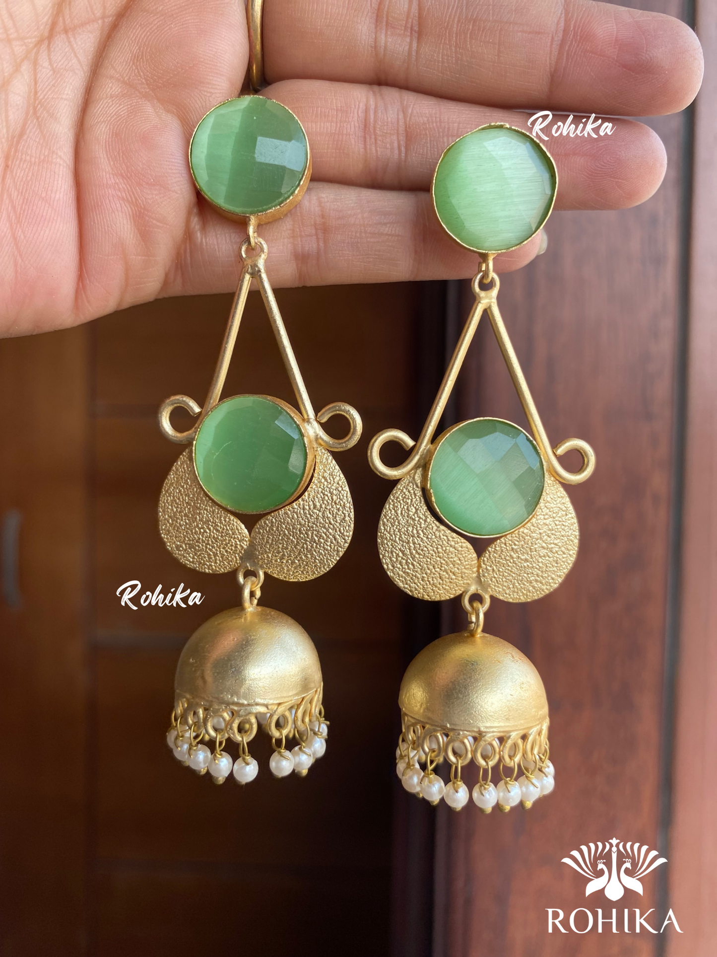 Beautifull jhumka earrigs - Sea green 