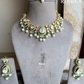 Kaira Polki Kundan Bridal Necklace Set - Green - Rohika store 