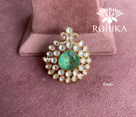 Angana polki kundan ring  (SG-028) - Mint green