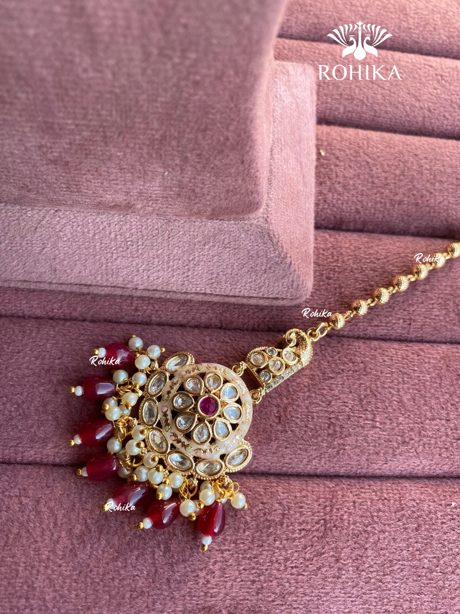 Polki kundan maangtikka (PLKM-027) - Ruby red