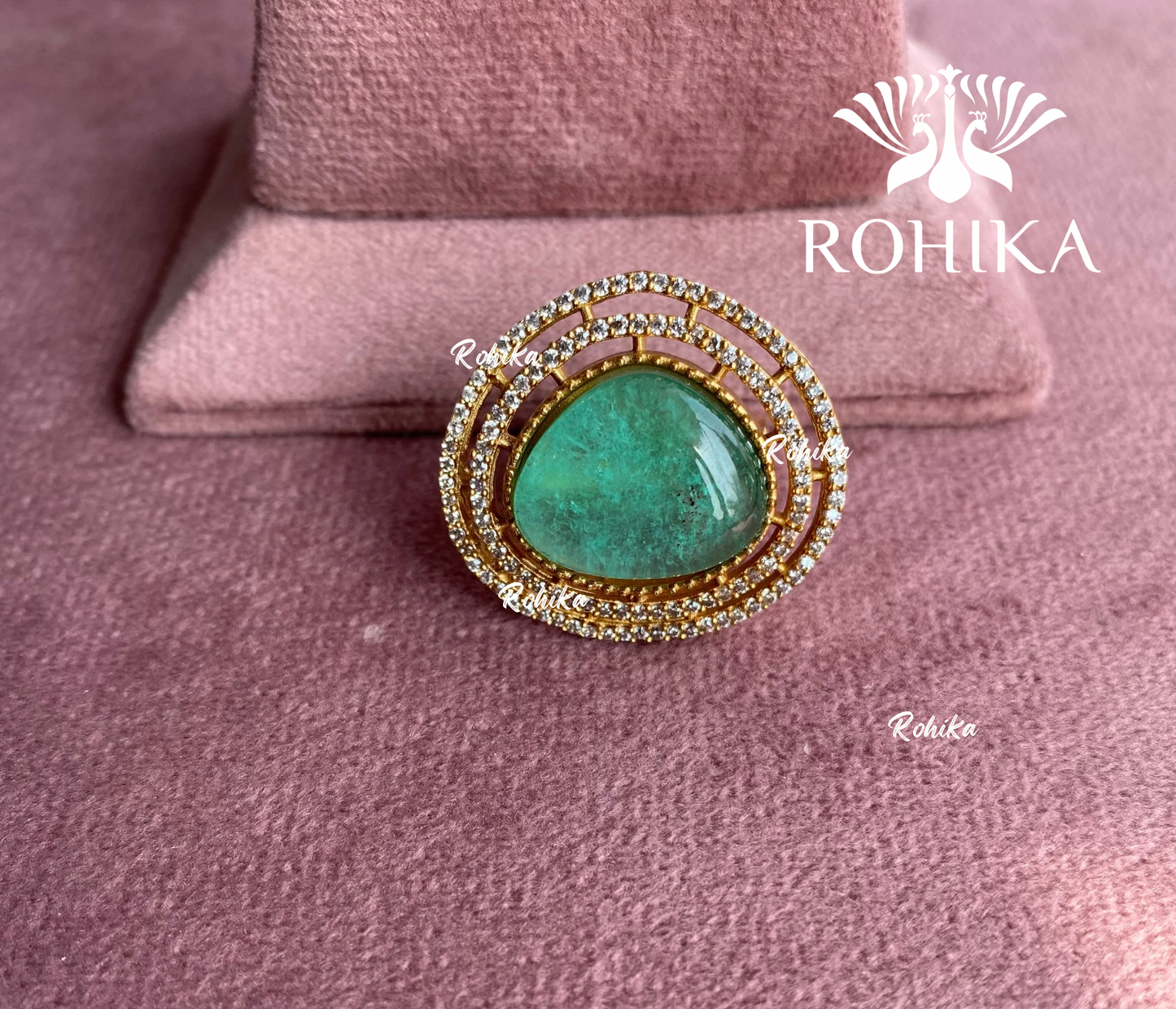 Angana polki kundan ring  (SG-041) - Mint green