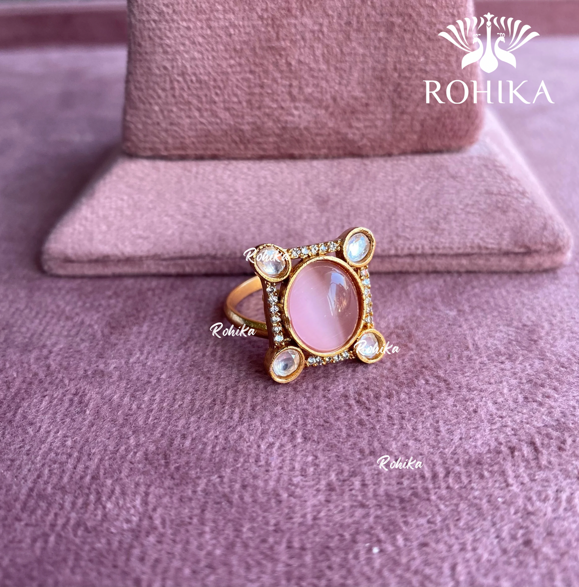 Angana polki kundan ring  (SG-024) - Baby pink