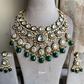 Aarushi bikaneri kundan bridal necklace set - Dark green