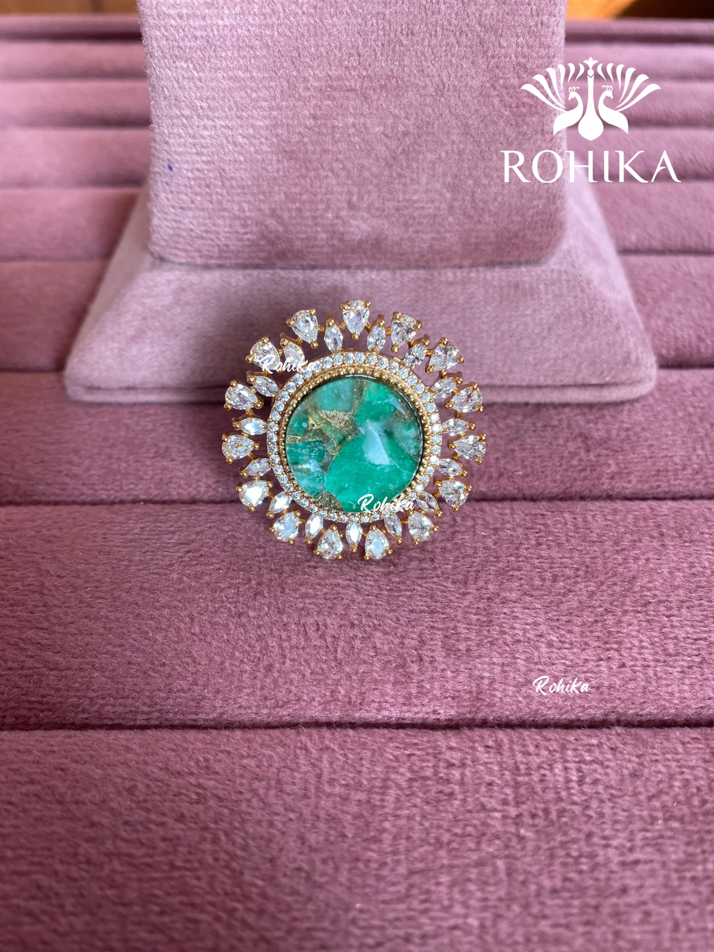 Angana polki kundan ring (SG-131) - Mint green