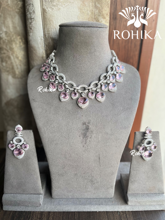 Nayan AD necklace set - Pink