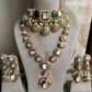 Piyani bikaneri polki kundan bridal combo set - Green