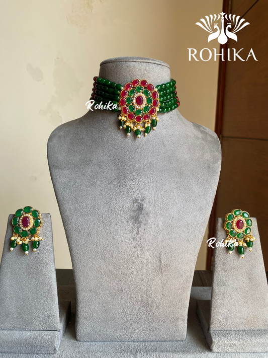 Roshni choker set - Dark Green