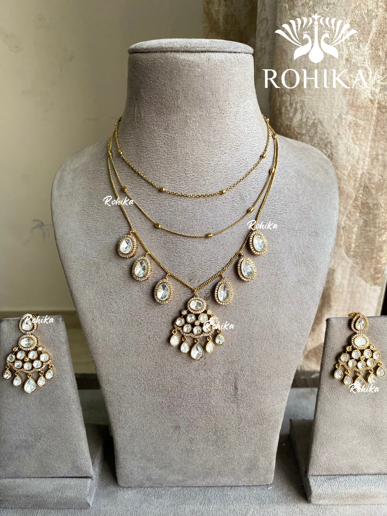 Divisha polki kundan necklace set  - White