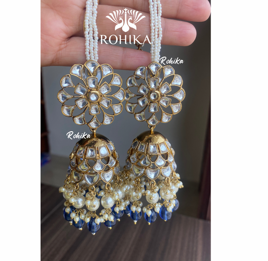 Fiza jhumka earrings -Blue