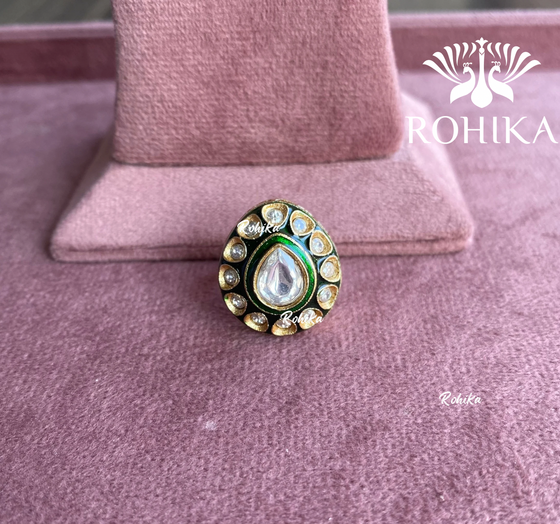 Angana polki kundan ring  (SG-036) - Green