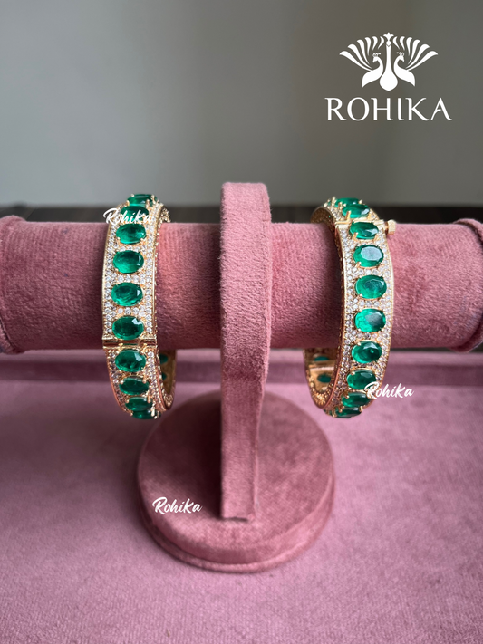 Pritha Doublets kundan Kada/Bangles (MB-0106)- Green - Rohika Store