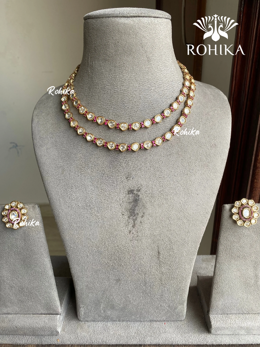 Sula moisanite kundan necklace set  (Double layer)