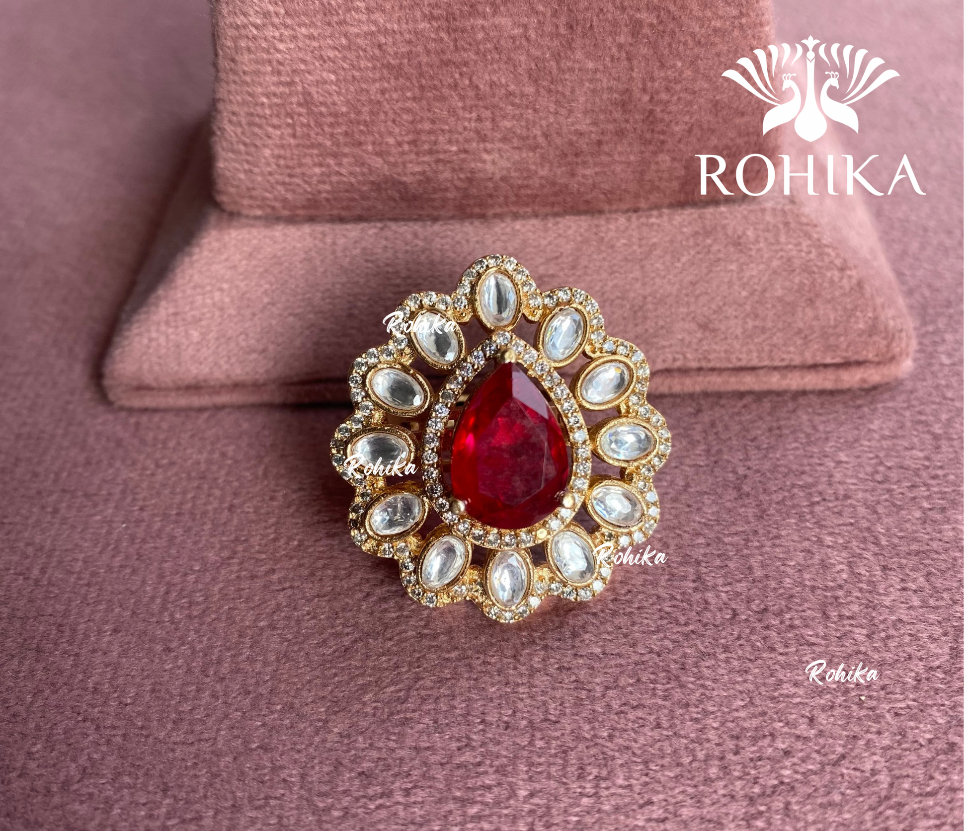 Angana polki kundan ring  (SG-049) - Red