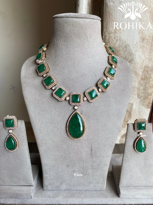 Vivita moisinite necklace set - Dark Green