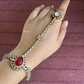 AD kundan haathphool (HP020) - Red