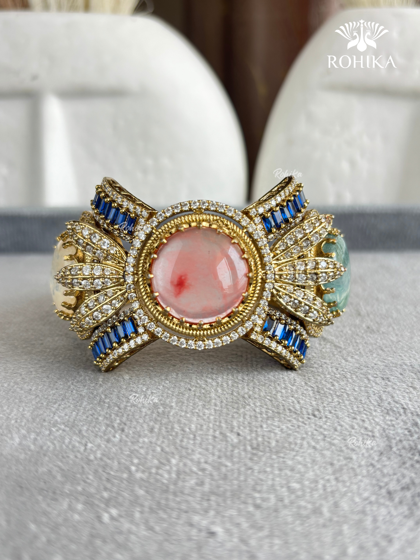 Sabya Deisgner Semi-Precious Kada (SSB002) -  Pink & Multi Colour