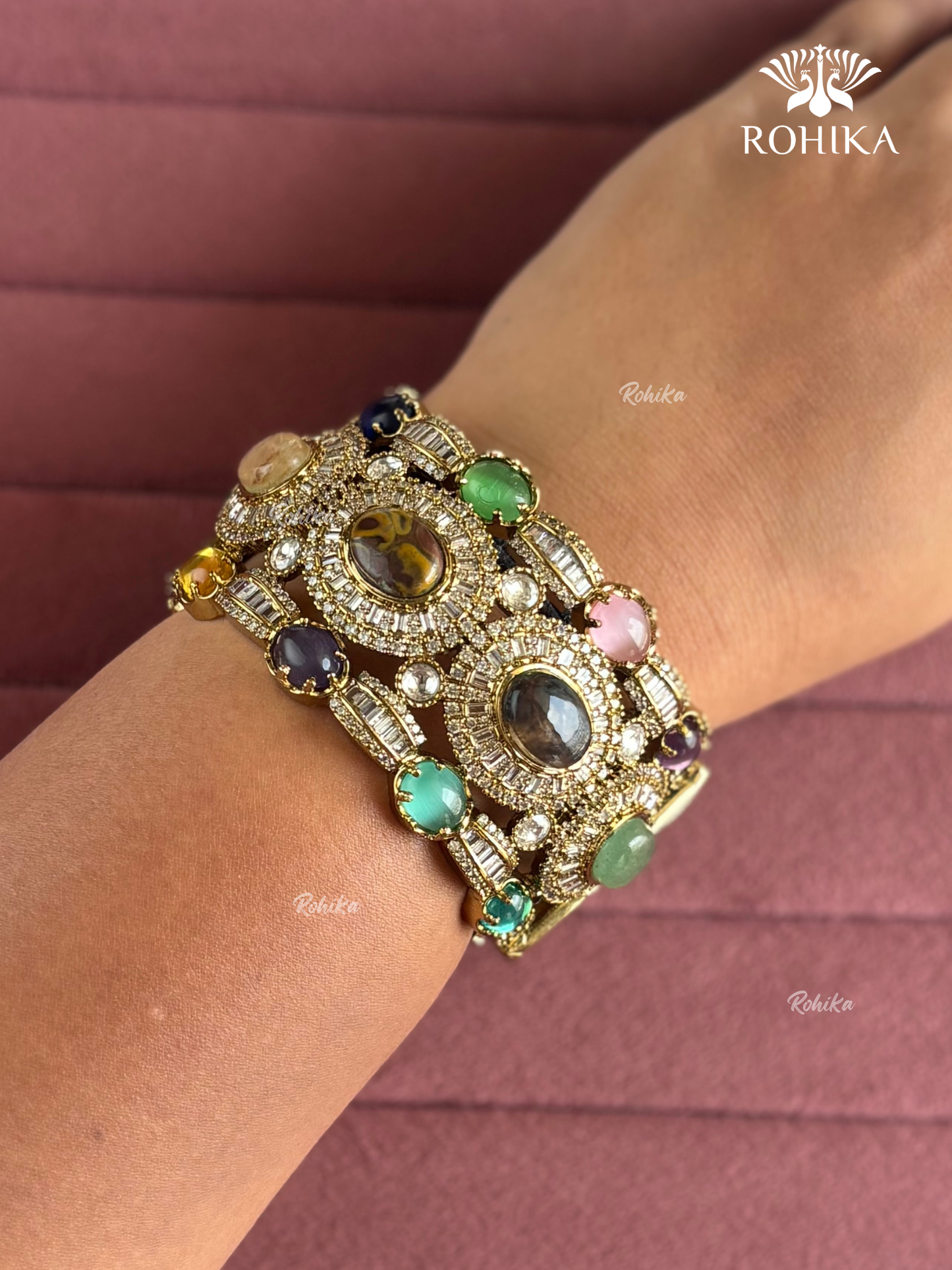 Sabya Deisgner Semi-Precious Kada (SSB003) -  Multi Colour