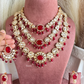 Aarvi Polki kundan long necklace set - Red