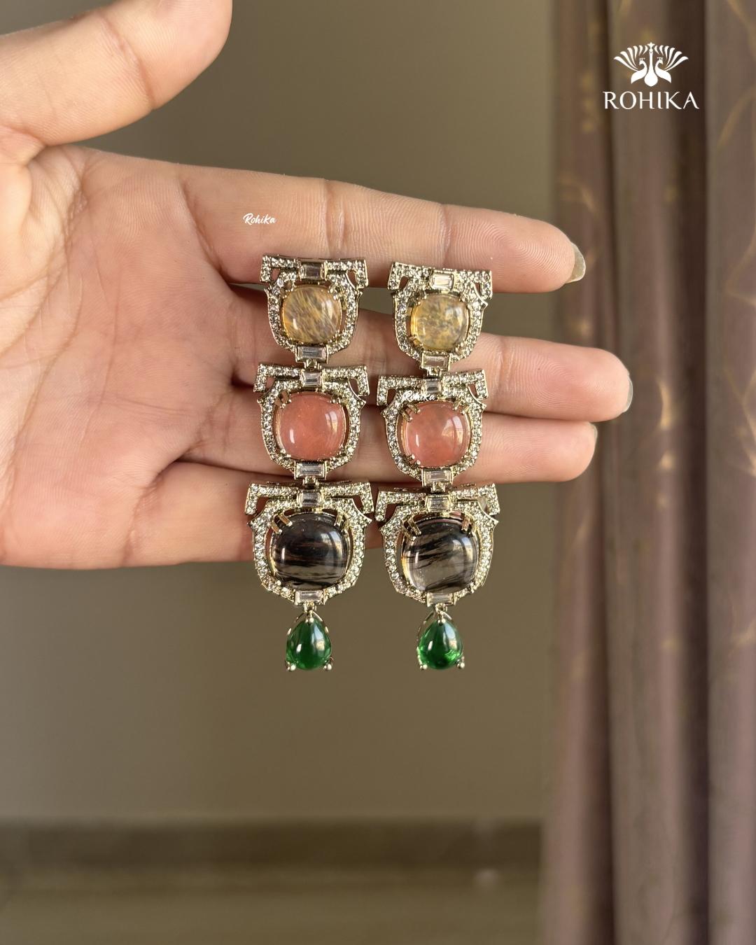 Saabya inspired fusion necklace set (SS021) - Multi colour