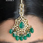 Falak Moisanite Polki Kundan Necklace Set - Green