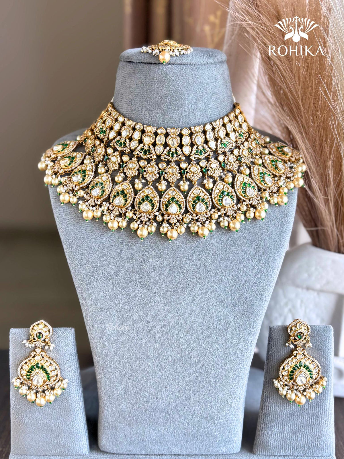 Lakshita Moisanite Bridal Choker Set - Green