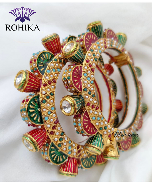 Aayat jadau bangles - Red and Green